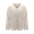thumbnail image 5 of Women's Casual Round Neck Cardigan Sweater, Lightweight Button Front Open Knitwear with Soft Wool Blend Fabric, Chic Cropped Fit for Fall and Winter, Everyday Comfortable Cardigan for Women White XXL, 5 of 5