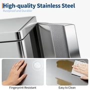 2 x 5.3 Gallon Dual Compartment Stainless Steel Trash Can, Hands-Free Recycling Bin with Soft Close Lid, Foldable Step Pedal and Removable Inner Buckets for Kitchen Office - Silver
