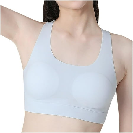 Gnurob Training Bras for Girls 12-15 Sports Seamless Bra Thin Bralette Comfortable Breathable Bralettes for Teens Clearance Deals 03-Blue Medium