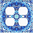 thumbnail image 3 of Metal Light Switch Plate Cover Teal Blue Mandala Icy Flower Tile Pattern MDL048, 3 of 13