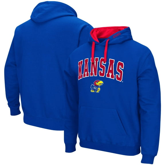 Men's Colosseum Royal Kansas Jayhawks Big & Tall Arch & Logo 2.0 Pullover Hoodie