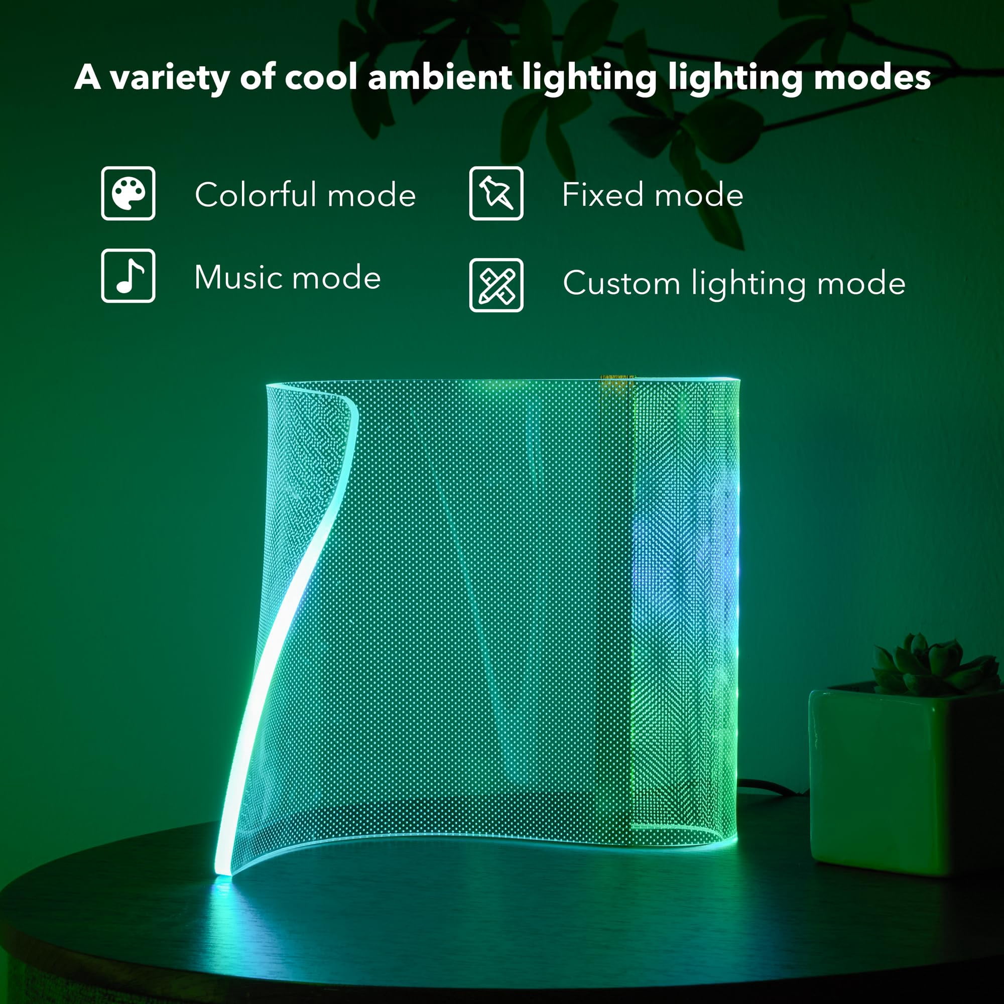 Modern Curved Acrylic Table Lamps for Bedroom Futuristic Decor, Cool RGB Desk Lamp for Room Ambient Lighting