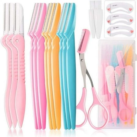 12 Pcs Eyebrow Razor, Face Razors for Women, Exfoliating Eyebrow Trimmers, Eyebrow Grooming Shaper for Women Face, Peach Fuzz, Hair Removal, Facial Razors for Women Face Glow Razor