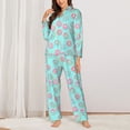 thumbnail image 2 of Salouo Colorful Sweet Donuts Pattern Women's Pajamas Set Long Sleeve Button Down Sleepwear Soft Pj Lounge Sets for women 2 Piece Pjs Set with Long Pants-Medium, 2 of 7