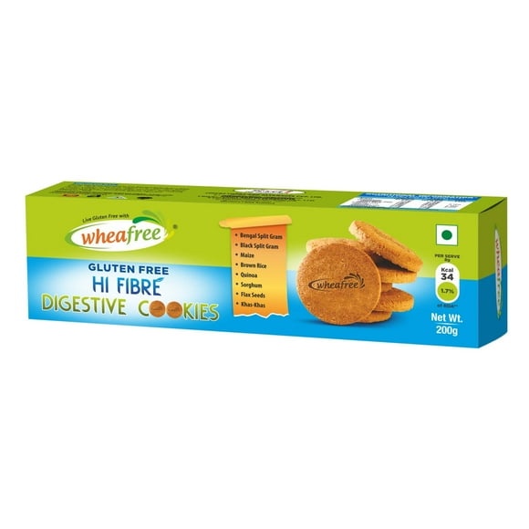Wheafree Hi Fibre Digestive Cookies 200g – Gluten Free Multigrain Biscuits, High Fiber Healthy Snack, Wheat-Free Tea-Time Cookies, Vegetarian