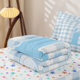 thumbnail image 5 of Catabedysis Blue Gingham Print Zipper Full Size Comforter Sets with Fitted Sheet and 2 Pillowcases,Plaid Monogrammed E Design Zipper Bedding Set For Girls,Colorful Stars Reversible,4 Pieces, 5 of 7