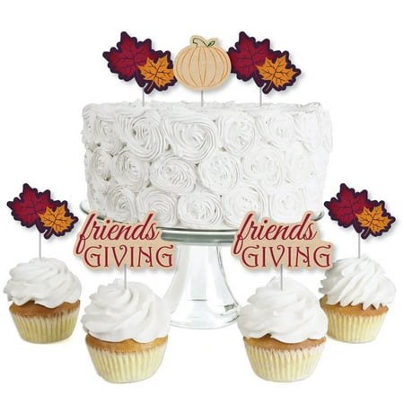 Friends Thanksgiving Feast - Friendsgiving Dessert Cupcake Toppers - Party Clear Treat Picks - Set of