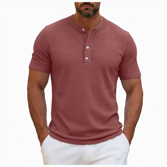 Zshosam Mens Short Sleeve Shirts Mens Short Sleeve Polo Shirt Stretch Slim Fit Comfort Golf Shirt Button Summer Work Quick Dry T-Shirts with Pocket XXXXL,(Brick Red XXXXL)