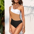 thumbnail image 2 of Wycnly Bathing Suits for Women Womens Swimsuits Womens One Piece Bathing Suit Fashion Color Block One Shoulder Athletic Swimwear Girls Ladies High Waist Tankini Beachwear One Piece Swimsuit, 2 of 4