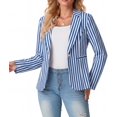 thumbnail image 4 of JWD Women's Single-Button Tailored Blazer Jacket – Notch Lapel, Lightweight Suit Coat Royal Blue White Sp 12, 4 of 7