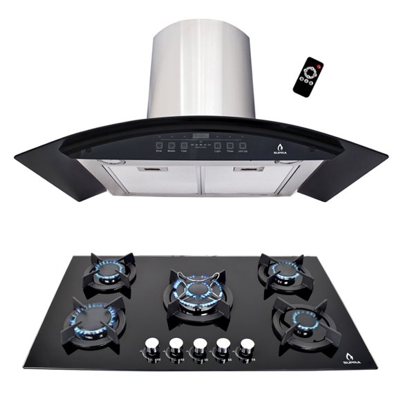 Combo Rieti SUPRA parrilla y campana 90 cm Negro