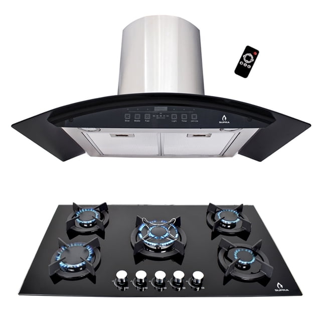 Combo Rieti SUPRA parrilla y campana 90 cm Negro