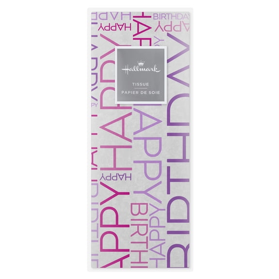 Hallmark Birthday Tissue Paper (Pink and Purple Lettering) 6 sheets