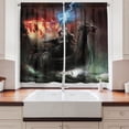 thumbnail image 2 of Ambesonne Fantasy Kitchen Curtains, Thunder Storm Vikings, 55"x45", Grey Orange, 2 of 3