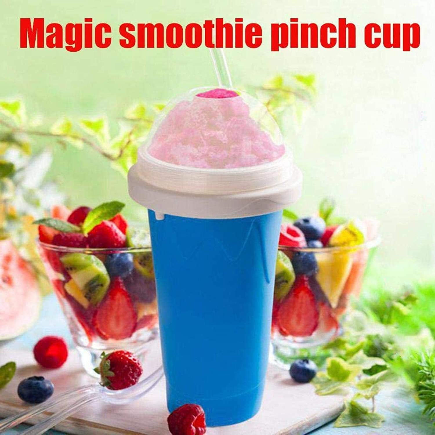 Hot Summer Cooler Smoothie Making Cup for Kids 4pc Squeeze Cup Slushy Maker DIY Slushy Maker Ice Cup Portable Travel Ice Cup Double Layer Silica Cup Pinch Cup Magic Slushy Maker