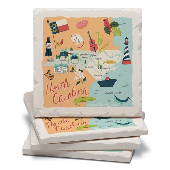 Thirstystone North Carolina Home Tumbled Tile Coaster 4-Pack