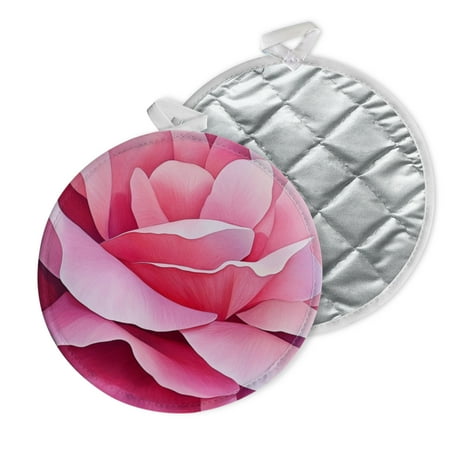 

2 PCS Pot Holders for Kitchen Potholders Sets with Hook for Oven Cooking Baking Rose With Lush Pink Petals In Focus