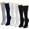 thumbnail image 5 of Falari 6-Pack Black Gray Navy White Women Diabetic Crew Cotton Socks Size 9-11 Loose Fitting Socks, 5 of 6