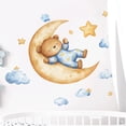thumbnail image 2 of Adhesivos de pared con dibujos animados de oso durmiendo en la luna con estrellas, 30 x 40 cm, 2 of 3