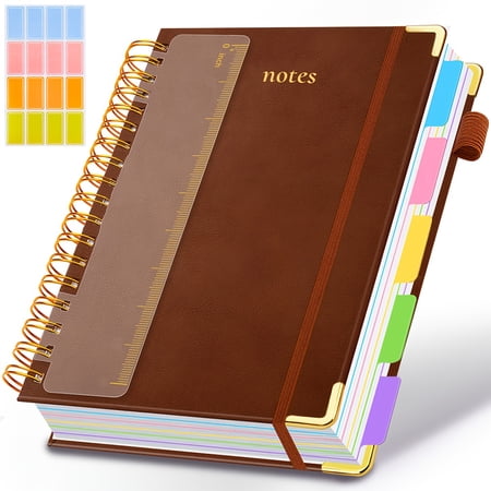 A5 Spiral Notebook with Ruler - 300-Page Hardcover Journal 100GSM Thick Paper Vintage Style Horizontal Lines Pink Faux Leather Cover Ideal for Work School and College Planning Notebooks And Journals