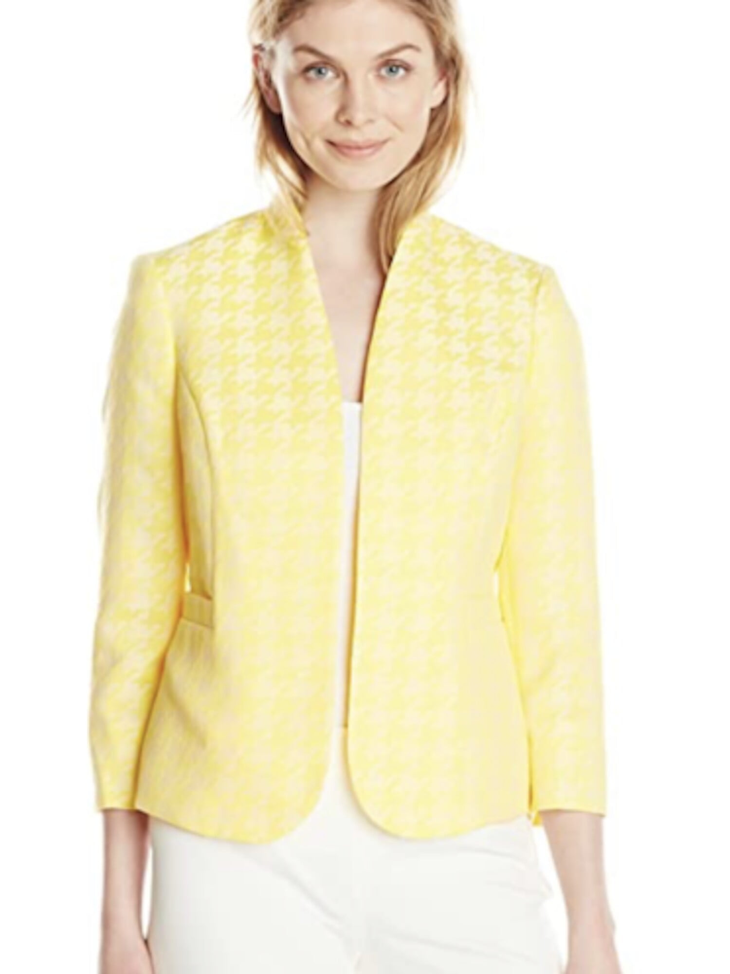 Kasper Womens Plus Houndstooth Suit 