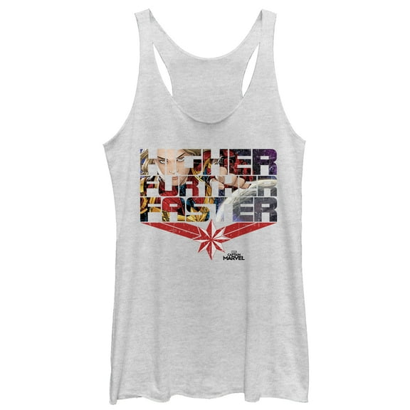 Women's Marvel Captain Marvel Higher Comic Scenes Racerback Tank Top White Heather Medium
