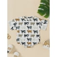 thumbnail image 2 of Suealasg Baby Girls Western Outfit Short Sleeve Crew Neck Cow Stripes Print Romper Bodysuit 3M 6M 12M 18M Newborn Girls Summer One Piece Clothes, 2 of 8