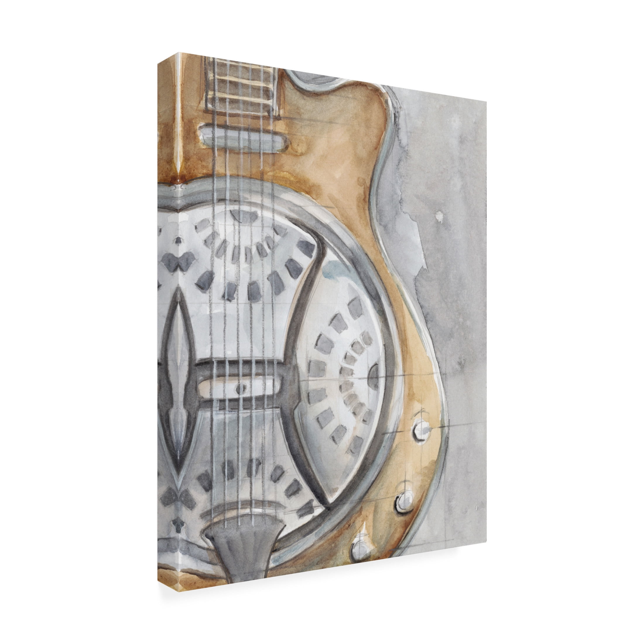 Canvas Wall Art - Ethan Harper 'Watercolor Instrument Study III' Wall Art for Living Room, Bedroom, or Office Décor by Trademark Fine Art - 14 x 19 Inches