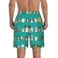 thumbnail image 3 of KLL Cartoon Dogs Men's Casual Summer Beach Shorts Hawaiian Shorts with Pockets-Medium, 3 of 5