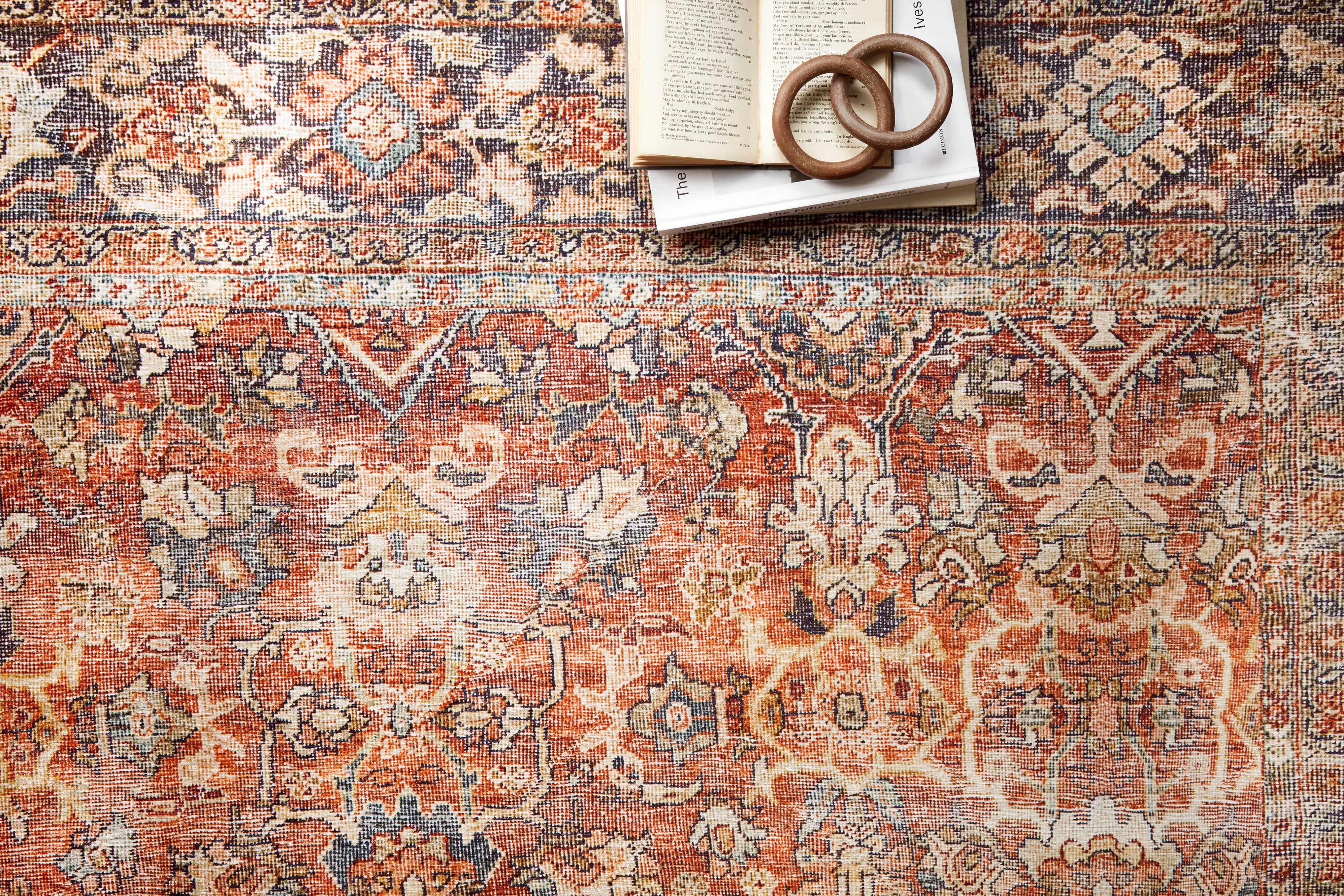 Loloi Layla Printed Oriental Distressed Spice / Marine Area Rug