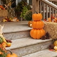 thumbnail image 2 of Fall Pumpkin Stack Decor, 3 Tier Resin Look Plastic Pumpkin Ornament, Tabletop Decor for Mantel Tiered Tray, 2 of 6