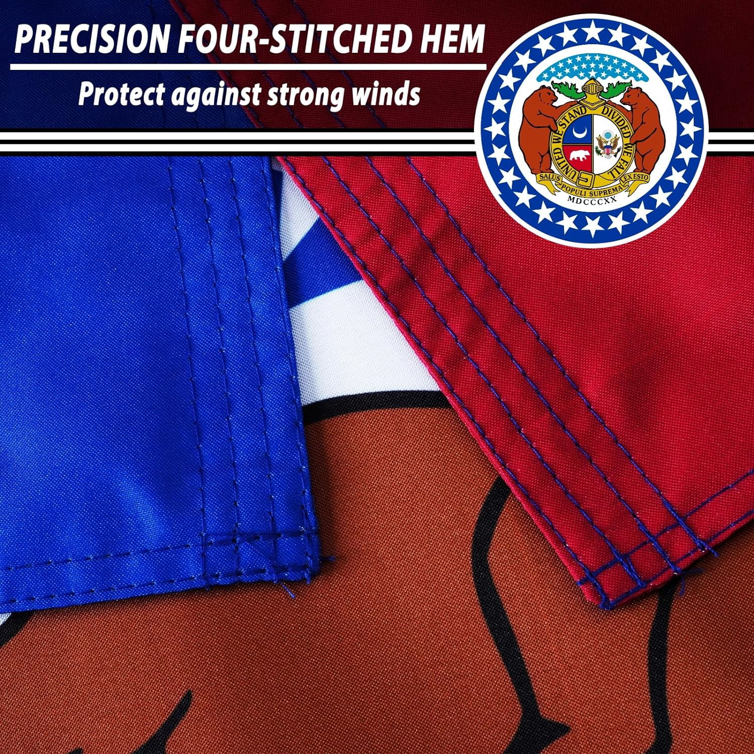 FLAGWIN Missouri Flag 3x5 FT - 3 Ply Double Sided Polyester Missouri State Flag with Brass Grommets - Vivid Color and Fade Proof State of Missouri Flag 3x5 Outdoor