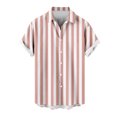 thumbnail image 3 of VSSSJ Men's Striped Shirts Stylish Casual Short Sleeve Button-Up Summer Shirts Lapel Collar Cozy Relaxed Fit Vacation Beach Shirt Pink XXL, 3 of 4