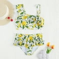 thumbnail image 5 of SILVERCELL 7-12T Girls Summer 2-Piece Lemon Printed Swimsuit Set Kids Ruffled Bathing Suit Beach Swimwear, 5 of 7