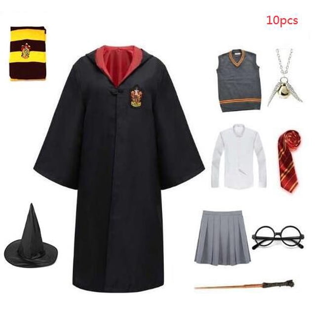 Disfraz de Hermione Granger para mujer, uniforme escolar, capa, disfraz de Halloween