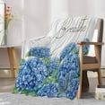 thumbnail image 7 of Blue Hydrangeas Floral Flannel Blanket for Bed, Spring Summer Flower Wooden Grain Soft Cozy Warm Couch Throw Blanket, Lightweight Fluffy Plush Bedding Blankets for Sofa Decor All Season 50"x60", 7 of 7
