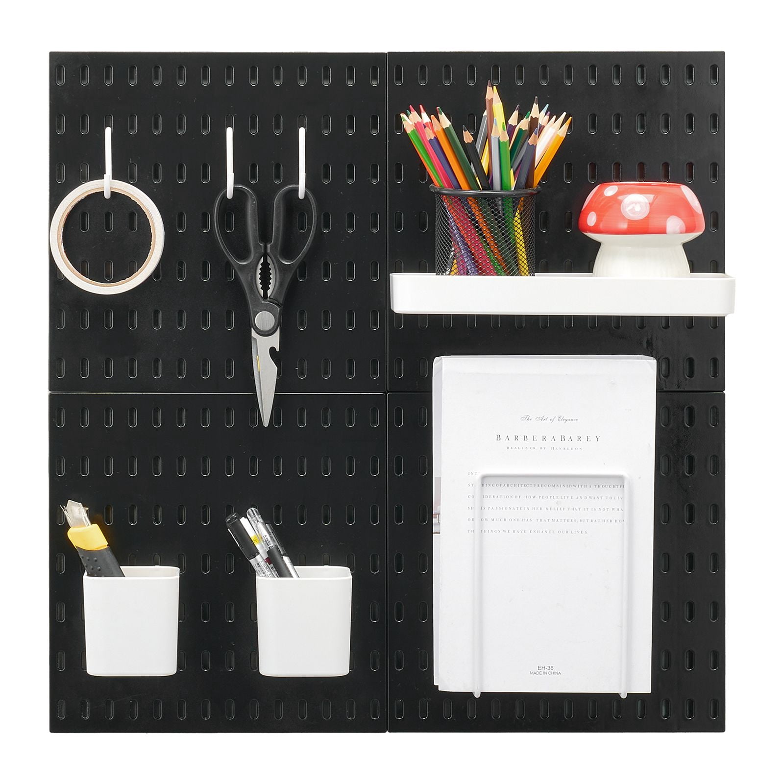 Pegboard Storage Kit 11 Inch Wall Board Organizer 20 lbs Capacity ABS/HIPS Modular for Kitchen Office Bedroom