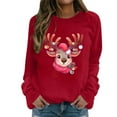 thumbnail image 1 of Chandail Imprimé Cerf Automne Hiver pour Femmes Manches Longues Col Rond Sans Capuche Mode de Noël, 1 of 4
