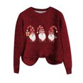 thumbnail image 3 of Women Ugly Christmas Sweater Cute Santa Print Knitted Pullover Sweaters Long Sleeve Xmas Holiday Loose Jumper, 3 of 3