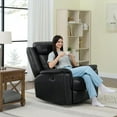 thumbnail image 2 of CHITA Recliner Chair for Adults Swivel Rocker Recliner for Living Room Faux Leather Home Theater Seating, Black, 2 of 5
