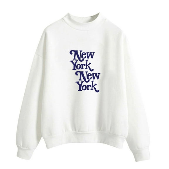 Womens Sweatshirts Plus Size Long Sleeve Round Neck Printed Causal Sweatshirts White S