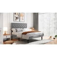 thumbnail image 4 of Sifurni Queen Bed Frame Upholstered Platform Bed with Adjustable Headboard, No Box Spring Needed, Light Gray, 4 of 9