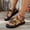 Big black flower, variant on Women’s Platform Fabric Sandals Ethnic Style Colorblock Hook and Loop Beach Shoes