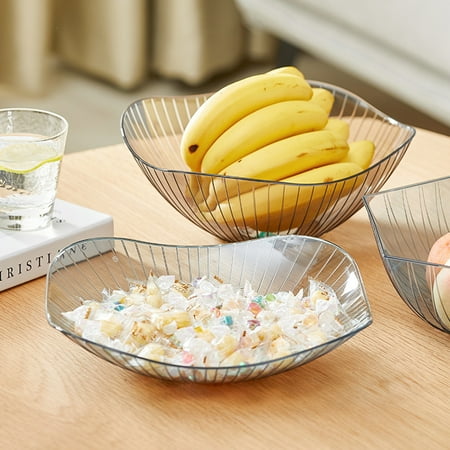 

SunSunrise Transparent Fruit Plate Wide Mouth PET Parties Table Candy Bowl for Living Room