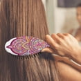 thumbnail image 3 of Sacred Zen Mandala Hair Brush - No-Pull Detangler with Flexible Bristles, Ethnic Spiritual Design, 3 of 4