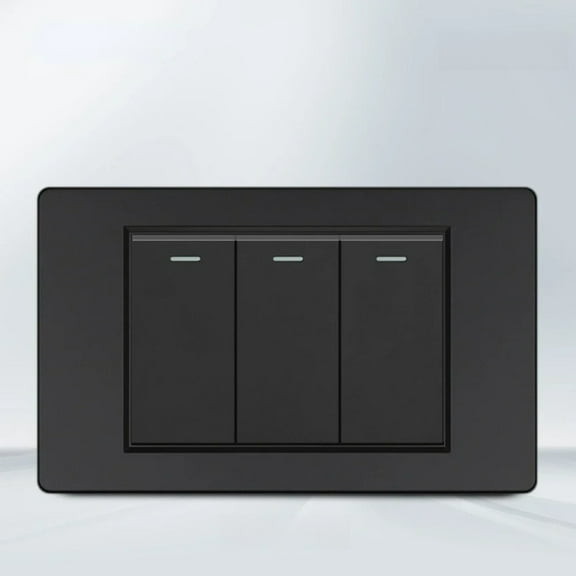 Melery 3gang 1way 2way Black PC Panel Brazil USA Italy Mexico 250V 16A Standard 118mm light Wall Switch On Off Push Button