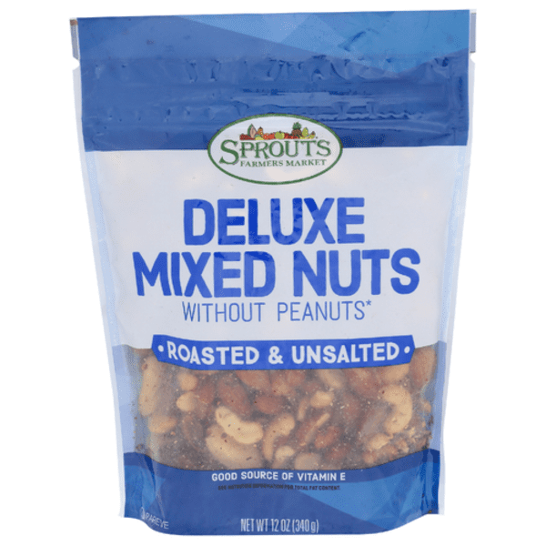 Sprouts Roasted Unsalted Deluxe Mixed Nuts With Out Peanuts 12 oz (Pack of 2)