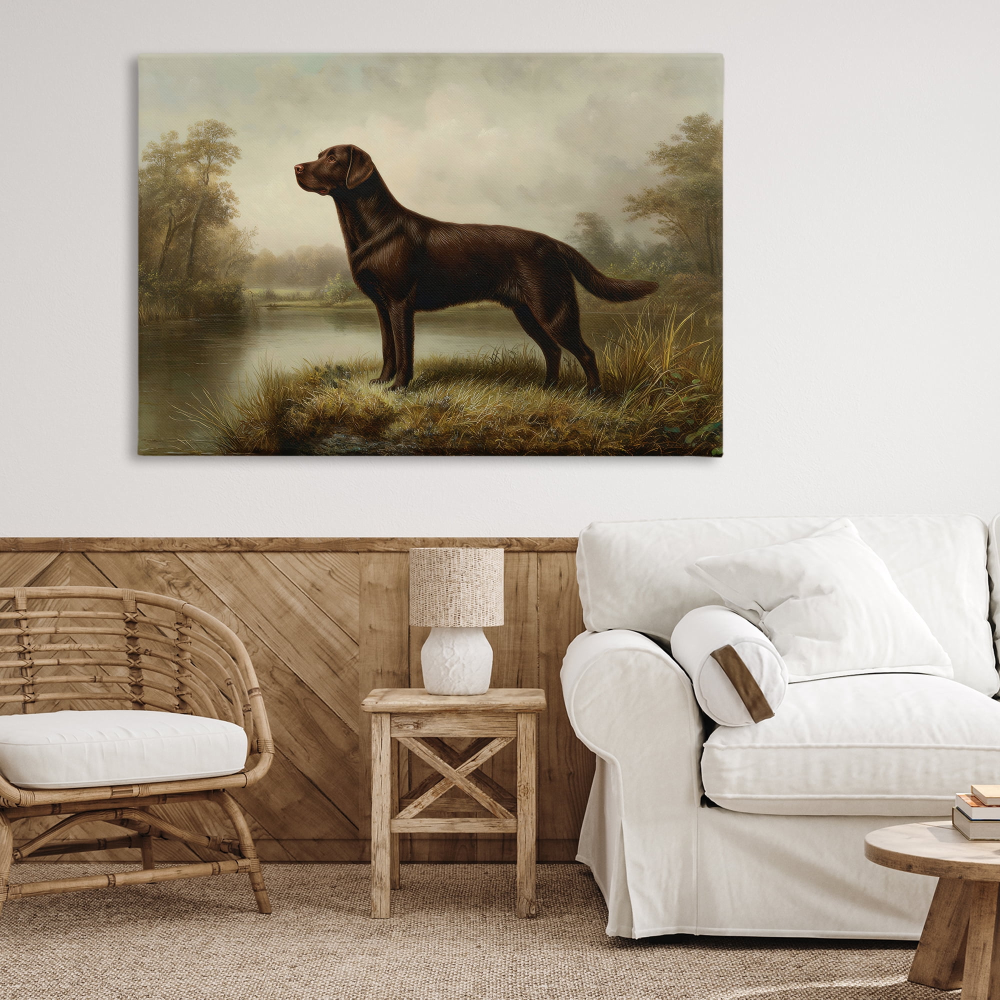 Stupell Industries On Alert Chocolate Lab Canvas Wall Art, design by Petal Prints Design