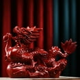 thumbnail image 3 of Dragon Ornament Chinese Feng Shui Dragon Statue Lucky Wooden Animals Figurine for Office Home Decoration-Red,12cm, 3 of 8