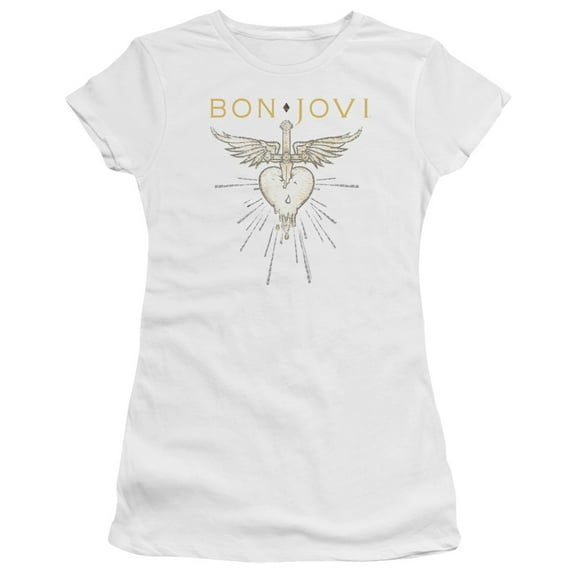 Bon Jovi Greatest Hits Premium Junior Women's Sheer T-Shirt White